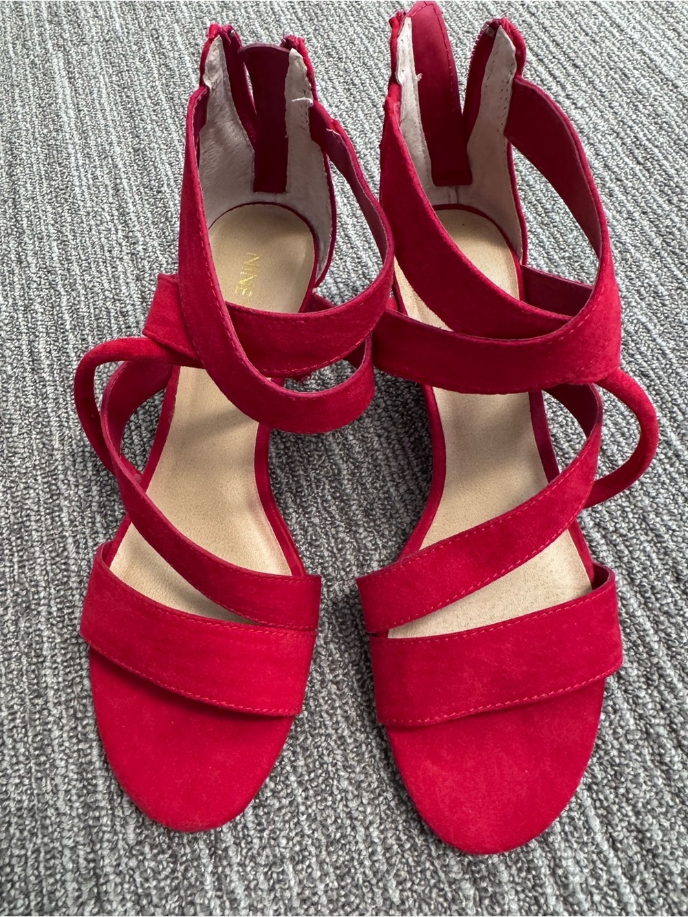 Nine West Red Suede Strappy Heeled Sandals
